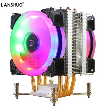 LANSHUO Intel X79 X99 LGA2011 Cpu Cooler RGB 4 Heatpipe CPu Ventilatoru dzesēšanas siltuma izlietne 90mm Radiatoru x299