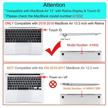 Laptop Case For MacBook Air 13 Collu A1932 2018 2019 ar Retina Displeju Plastmasas Cietā Čaula Aptver TPU Buferi un Tastatūra Segums