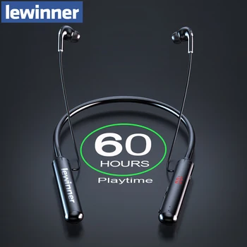 Lewinner 60Hours Izturību Bluetooth Austiņas Stereo Bass Bezvadu Austiņu Neckband Power LED Displejs, Austiņu TF Kartes Magnēts