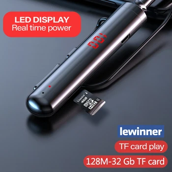 Lewinner 60Hours Izturību Bluetooth Austiņas Stereo Bass Bezvadu Austiņu Neckband Power LED Displejs, Austiņu TF Kartes Magnēts