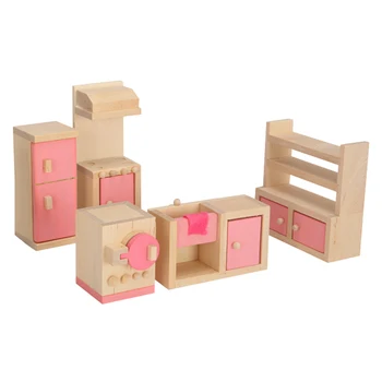Leļļu Namiņš Ģimenes Komplekts Simulācijas Mēbeles, Rotaļlietas, Spēlējot Māju Miniatūras Koka Bērnu Pārnēsājamām Interaktīvajām Klāt