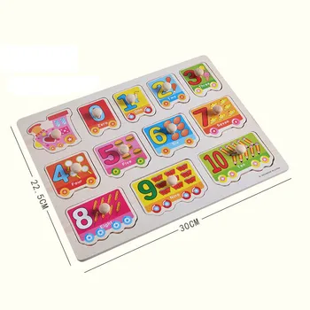 Liela Izmēra Bērnu Montessori Koka Puzzle Roku Paķert Valdes Uzstādīt Izglītības Rotaļlietas, Infantil Karikatūra numuru vēstuli Matemātikas Atjautības bērniem Dāvanu