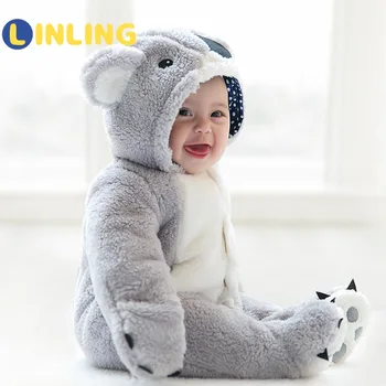 LINLING Mīksto Koala Zīdaiņu Apģērbs, Zīdaiņu Zēnu Drēbes Rudens Ziemas Jaundzimušo Bērnu Kombinezonus Bērnu Jumpsuit Ziemassvētku Dāvanu P577