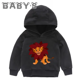 Lion King 4 Krāsas Modes Baby Zēni Meitenes ar garām Piedurknēm Krekli, Kokvilnas Hoodies Simba Drukāt Bērniem Blūze Rudens Drēbes,KMT5315