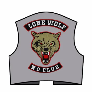 Lone Wolf Biker Plāksteri Nav Kluba Veste Bezmaksas Braucējs Motociklu Plāksteris, Izšūtas Žaketes Custom Atpakaļ Emblēmu Rock un Punk Vilks