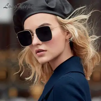LongKeeper Retro Lielā Laukumā Saulesbrilles Sieviešu Vintage Zīmolu Toņos Metāla, Saules Brilles Sieviešu Modes Dizainere Lunette