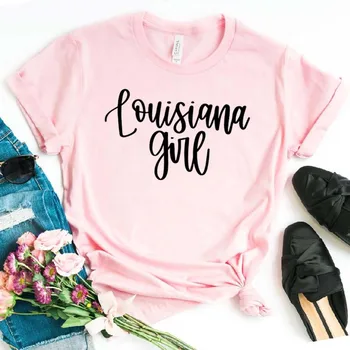 Louisiana Meitene Drukāt Sieviešu t Kokvilnas Hipster Smieklīgi t-kreklu, Dāvanu Dāma Yong Meitene Top Tee Piliens Kuģa ZY-460