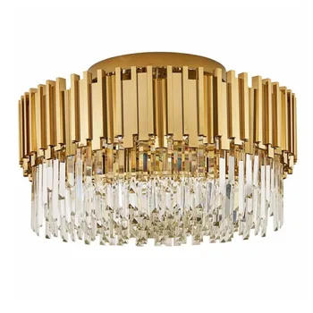 Luksusa LED Kristāla Griestus Dzīvojamā Istabā Mūsdienu Zelta Apaļas Lampas Led Mājas Interjera Apgaismes Ķermeņi