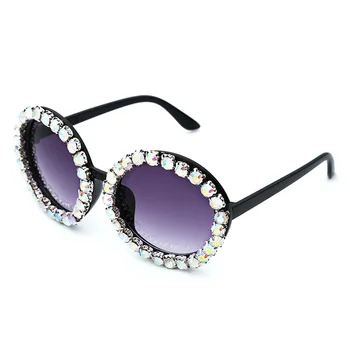 Luksusa Lielajam Apaļas Saulesbrilles Sieviešu Handmake Rhinestones, Saules Brilles Modes Krāsains Brilles Vīriešiem Toņos Sieviešu Oculos