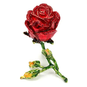 Luksusa Sakausējuma Emaljas Stereoskopiskās Rožu Ziedu Rotas, Dāvanu Kastē Kaklarota Gredzeni, Auskari, Dāvanas Kastes Iepakojums Futrāļus, 4 Krāsas
