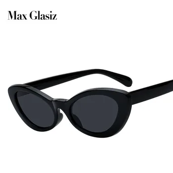 Max JAUNU Cute Retro Sexy Cat Eye Saulesbrilles Trīsstūris Vintage Saules Brilles Uv400 Sveķu Sievietēm Sieviešu Mazs, Melns Balts Sarkans