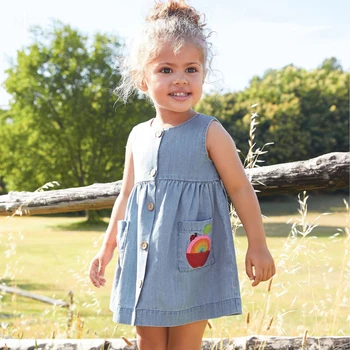 Maz maven Vasaras Džinsa Kleita ir 2021. Meiteni Princeses Kostīms, Bērnu Kid Toddler Augļi Apple Elegants Frocks Kleita Vestidos