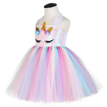 Mazu Bērnu Poniju Kleitu Unicorn Dzimšanas dienu Tutu Kleita Meitenēm Unicorn Kleita Sequin Top Pastelis Apģērbs Bērniem Ziemassvētku Kleita