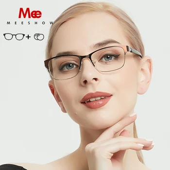 MEESHOW titāna sakausējuma recepšu brilles rāmis sieviešu brilles, kaķu acu brilles 2019 tuvredzība, dānija brilles ar dioptriju 809