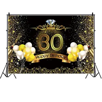 Melnā Zelta Fons Laimīgs 30 40 50 Dzimšanas dienas svinības Apdare Pieaugušo 30. Dzimšanas dienu 40. 50. Puse Dekori piederumi