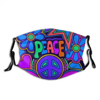 Mieru Un Mīlestību Atkārtoti Sejas Maska Psychedelic Trippy Hipiju Anti Dūmaka Nepievelk Putekļus Maskas Ar Filtriem Aizsardzības Vāciņu Respiratora
