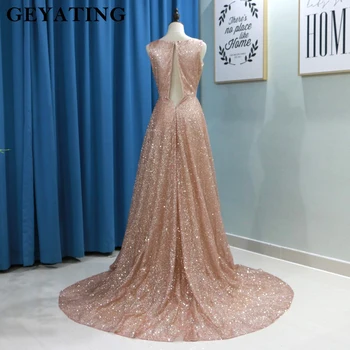 Mirdzoša Rose Gold Vizuļi Sievietes Vakara Tērpi 2020. Gadam Ilgu Plus Lieluma Elegants Formālu Kleita-line Ilgi arābu Balles Kleitas, Dubaijā