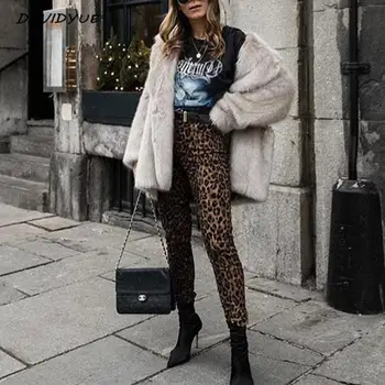 Modes Leopards drukāt izdilis džinsi Streetwear sieviešu augsta vidukļa džinsus zīmuli bikses jeggings Punk rock draugs džinsi sievietēm