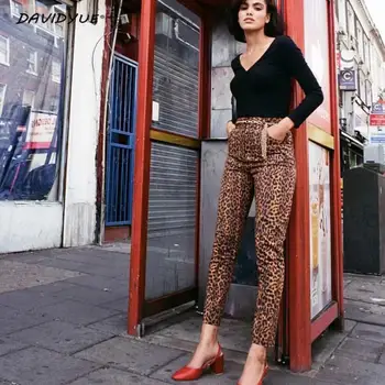 Modes Leopards drukāt izdilis džinsi Streetwear sieviešu augsta vidukļa džinsus zīmuli bikses jeggings Punk rock draugs džinsi sievietēm