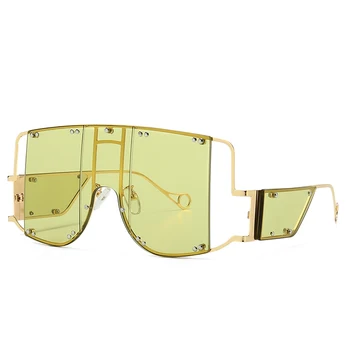 Modes Viens Gabals Laukumā Saulesbrilles Sieviešu Luksusa Lielgabarīta Flat Top Saules Brilles 2019 Unikālo Zīmola Dizainere Vīriešu Briļļu Toņos