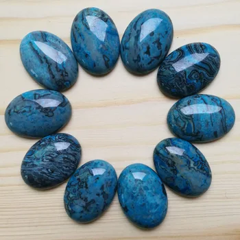 Modes zilā onyx dabīgā akmens pērļu rotaslietas pieņemšanas 12Pcs/daudz šarmu 25x18MM kabīnes cabochon ovāls Gredzens, Kaklarota, DIY piederumi