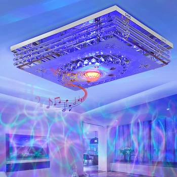 Mordern LED Kristāla Griestu Gaismas Lampas RGB Intensitāti 220V APP Bluetooth & Mūzikas Skaļrunis Krāsains Guļamistaba, Dzīvojamā istaba Smart Lampas