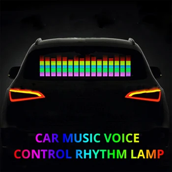 Multi-izmērs Auto Uzlīme Mūzikas Ritma LED Zibspuldzi Gaismas Lampa Automašīnas Aizmugurējā Vējstikla Dekoratīvās Gaismas Skaņas Aktivizēta Ekvalaizers 12V
