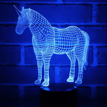 MYDKDJL 3D LED Nakts Gaisma Vienradzis ar 7 Krāsas, Gaismas, Mājas Apdare Zirgu Lampas Pārsteidzošs Vizualizācijas Optiskās