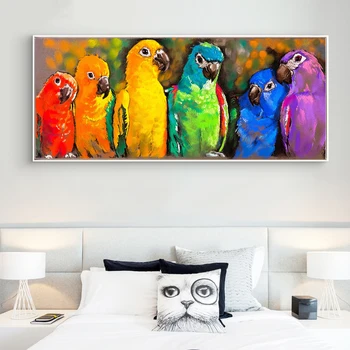 Mūsdienu Attēlus Krāsains Papagaiļus, Audekls Gleznas Dzīvojamā Istaba Izdrukas & Plakāti Dekoratīvās Mākslas Dzīvnieku Cuadros