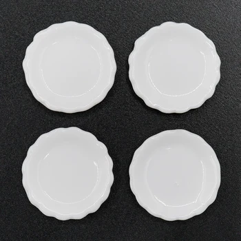 Odoria 1:12 Miniatūras 4GAB Balta Porcelāna Trauki, Keramikas Plāksnes, Virtuves piederumi, leļļu Namiņš Virtuves Piederumi