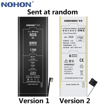 Oriģināls NOHON 1700mAh Akumulators iPhone 5S 5C iPhone5S iPhone5C Augstas Kapacitātes Mobilā Telefona Baterijas Mazumtirdzniecības Paketes, Instrumenti,