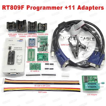 Oriģināls RT809F Programmētājs + 11 Adapteriem+SOP8 IC Klipu 1.8 V SOP8 Adapteris VGA LCD ISP Programmētājs EDED Kabeļu Bezmaksas piegāde
