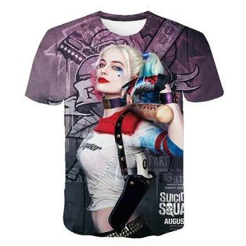 Pašnāvību Squad T Kreklu apdruka Vīriešu Sieviešu Bērnu Harley Quinn Joker T-krekls 3D Iespiesti Īsām Piedurknēm Topi Zēns Meitene Vasaras Streetwear