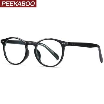 Peekaboo tr90 apaļas brilles rāmis sievietēm, retro stila skaidrs, objektīvs vīriešiem, optiskās brilles anti zilā gaisma caurspīdīga melna