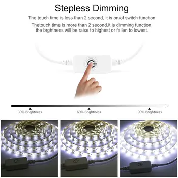 Pieskarieties Sensora Aptumšojami LED Gaismas Sloksne USB 1M 2M 3M 5M Ūdensdrošs LED Diožu Lentas Virtuves Spogulis Vannas istabā TV fona Apgaismojums