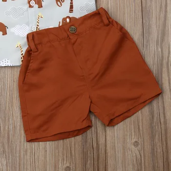 Pudcoco Summer Infant Bērnu Kokvilnas Baby Boy Apģērbs Nosaka Oficiālo Dzimšanas dienas svinības Drēbes Uzvalku T-krekls+Šorti Bērnu Auduma Komplekti