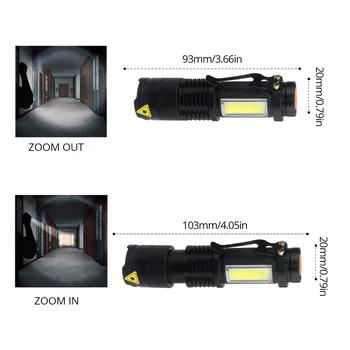 Pārnēsājams LED Lukturītis Q5 +COB Mini Black Tālummaiņa Ūdensnecaurlaidīgs LED Lukturītis penlight Izmantot AA vai 14500 Akumulators Apgaismes laternas