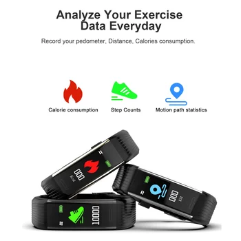 R1 Sport Fitness Pedometrs Skatīties Smart joslā Smart Aproce asinsspiediens, Sirds ritma Monitors BluetoothWristband Android, iOS