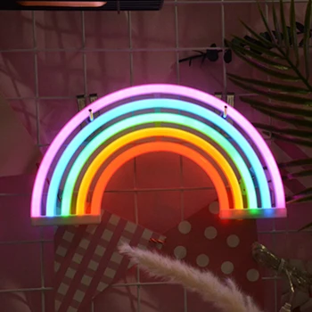 Radošā Rainbow Neona Zīme LED Varavīksnes Gaismas Lampas Kopmītnes Dekoru Varavīksnes Dekoru Neona Lampas, Sienas Dekori Ziemassvētku Spuldzes Gaismas Caurule