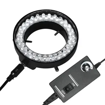 Regulējams 56 LED Ring Light Apgaismojums, Lampas Nozares Stereo Mikroskopa Kamera Lupa AC 90V-240V Strāvas Adapteris