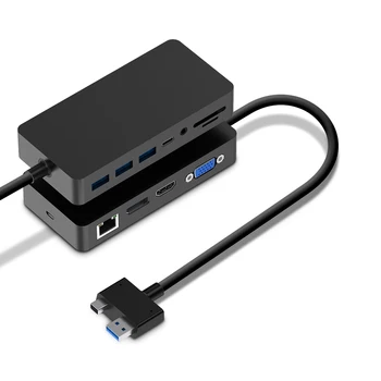ROCKETEK SH701 USB3.0 Hub Karšu Lasītājs 4K HDMI-saderīgam saderīgu DP VGA RJ45 3.5 Audio Pieslēgvietas Veidu-C SD/TF Kartes Docking Stacijas
