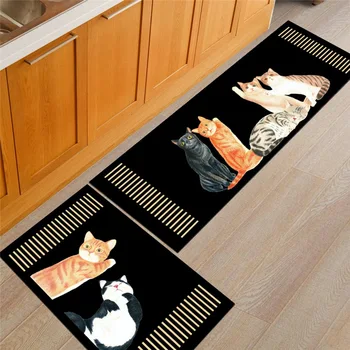 RULDGEE Anti-Slip Poliestera Virtuves Paklāja viesistabā Ilgi Cat Modelis Virtuves Paklāju Durvju Paklājiņš, Priekšnams, Vannas istabas Paklājiņš
