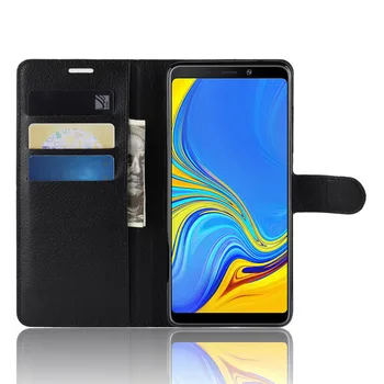 Samsung Galaxy A9 2018 Gadījumā Flip Ādas Telefonu Gadījumā Samsung Galaxy A9 2018 Maku Ādas Stāvēt Segtu Filp Gadījumos