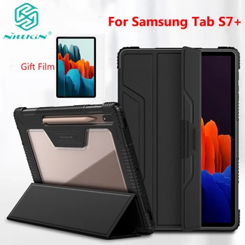 Samsung Galaxy Tab S7 Plus Gadījumā, Triecienizturīgs seguma Kvalitātes Ādas Smart Flip Cover Galaxy Tab S7 탭 Nillkin