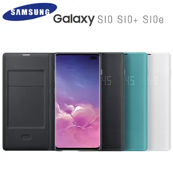 SAMSUNG S10 Oficiālais Oriģinālā Galaxy S10+ LED Seifs Vāciņu atveramu Vāku Galaxy S10 Plus S10e Smart Karti Kabatā, Ādas Gadījumā