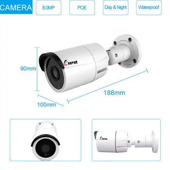 Sargs 8CH 4K Ultra HD POE Tīkla Video Drošības Sistēmu, 8MP, H. 265+ VRR Ar 8pcs 8MP Ūdensnecaurlaidīgu IP Kameras CCTV Securit