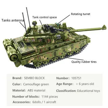 SEMBO Militārās Tehnikas Tvertnes Modelis, Celtniecības Bloki, Bērnu Rotaļlietas WW2 Armijas Kaujas Transportlīdzekļu Karavīrs Skaitļi Ķieģeļi Dāvanas Zēniem