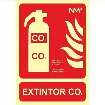 Señal extintor Co2 homologada PVC 21x30cm Rojo