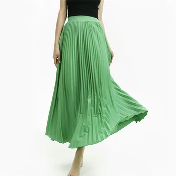 Sieviete Svārki grīdas-garums Dāma Gadījuma Cietā Augsta Vidukļa Kroku Svārki Modes Elegantu Tērpu Femme Feminina Svārki