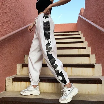 Sievietēm Jaunu Zaudēt Aukliņu Jogger Bikses Plus Lieluma Sieviešu Modes Augsta Vidukļa Hip Hop Streetwear Bikšu Gadījuma Potītes garuma Elsas